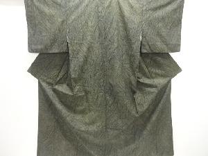 枝葉模様織り出し手織り紬着物